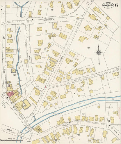 Sanborn Fire Insurance Map from Nevada City, Nevada County, California (1912), Sheet #0006 - Complete Map Set gallery image, historic Sanborn map, vintage wall art, California California
