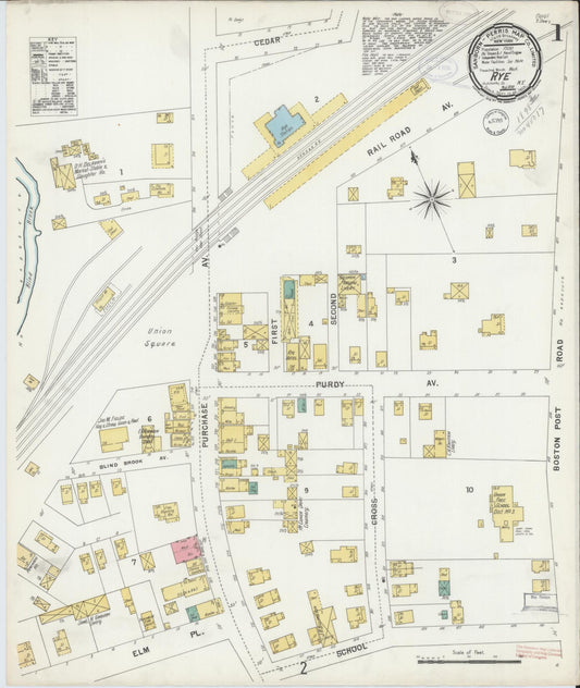 Sanborn Fire Insurance Map from Rye, Westchester County, New York (1898), Sheet #0001 - Complete Map Set gallery image, historic Sanborn map, vintage wall art, New York New York