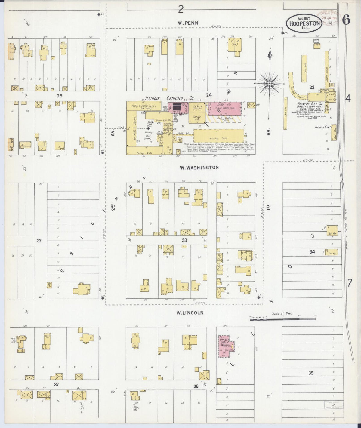 Sanborn Fire Insurance Map from Hoopeston, Vermilion County, Illinois (1899), Sheet #0006 - Historic Sanborn Fire Insurance Map Print, vintage old map wall art, antique decor, genealogy gift, Illinois Illinois map