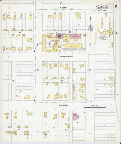 Sanborn Fire Insurance Map from Hoopeston, Vermilion County, Illinois (1899), Sheet #0006 - Historic Sanborn Fire Insurance Map Print, vintage old map wall art, antique decor, genealogy gift, Illinois Illinois map