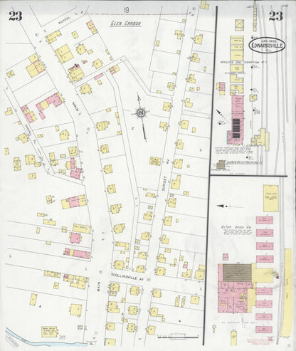 Sanborn Fire Insurance Map from Edwardsville, Madison County, Illinois (1930), Sheet #0023 - Historic Sanborn Fire Insurance Map Print, vintage old map wall art, antique decor, genealogy gift, Illinois Illinois map