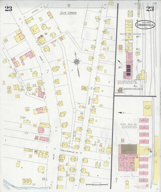 Sanborn Fire Insurance Map from Edwardsville, Madison County, Illinois (1930), Sheet #0023 - Historic Sanborn Fire Insurance Map Print, vintage old map wall art, antique decor, genealogy gift, Illinois Illinois map
