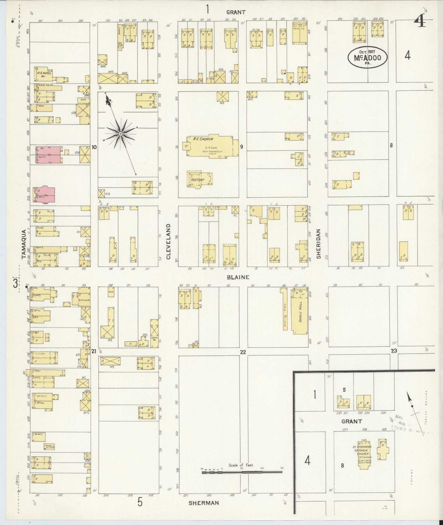 Sanborn Fire Insurance Map from McAdoo, Schuylkill County, Pennsylvania (1907), Sheet #0004 - Complete Map Set gallery image, historic Sanborn map, vintage wall art, Pennsylvania Pennsylvania