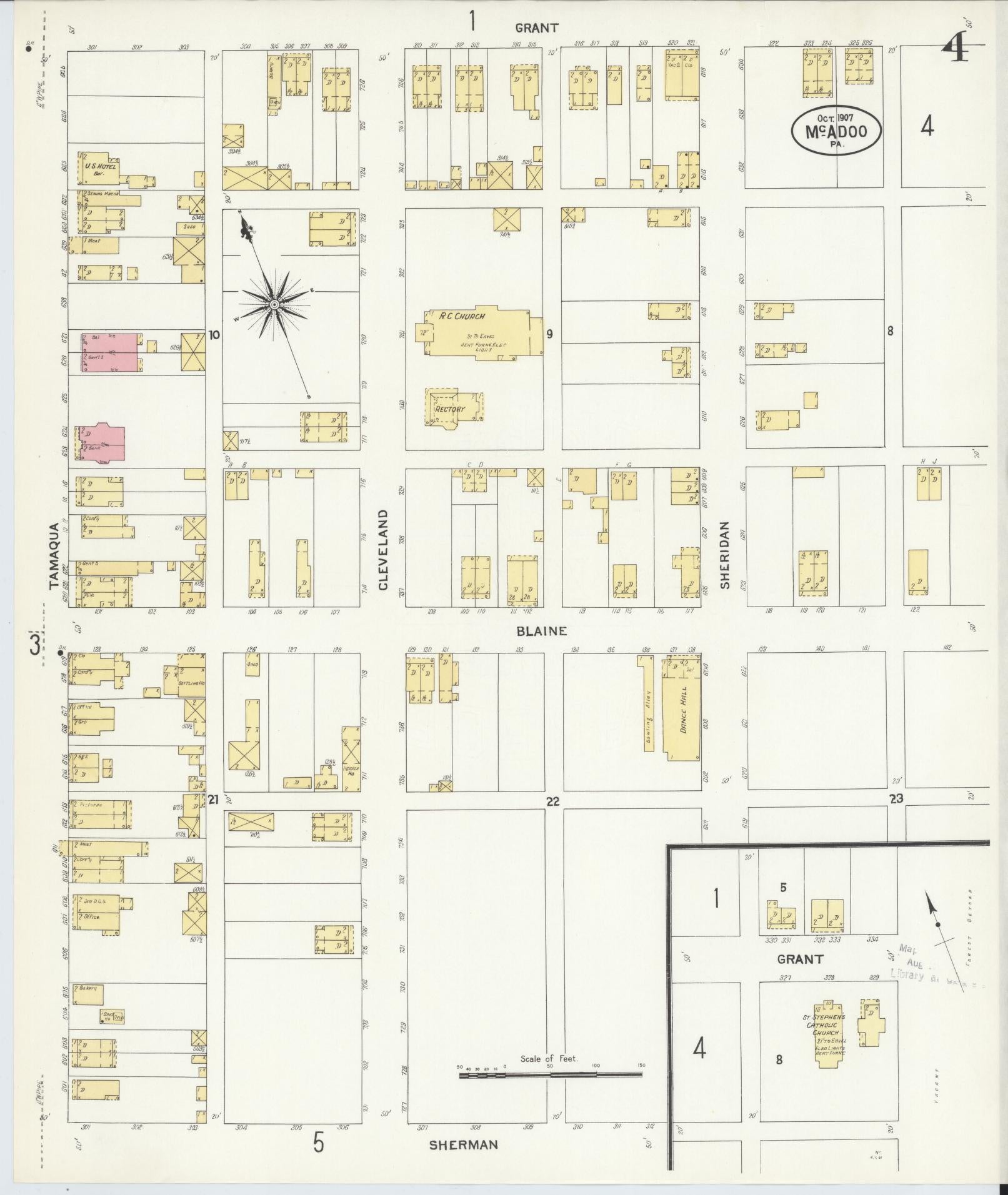 Sanborn Fire Insurance Map from McAdoo, Schuylkill County, Pennsylvania (1907), Sheet #0004 - Complete Map Set gallery image, historic Sanborn map, vintage wall art, Pennsylvania Pennsylvania