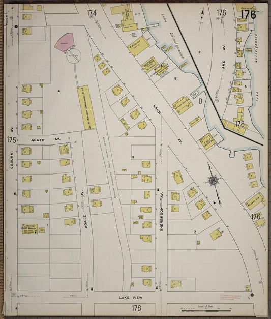 Sanborn Fire Insurance Map from Worcester, Worcester County, Massachusetts (1910), Sheet #0176 - Historic Sanborn Fire Insurance Map Print, vintage old map wall art, antique decor, genealogy gift, Massachusetts Massachusetts map