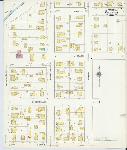 Sanborn Fire Insurance Map from Greenville, Montcalm County, Michigan (1918), Sheet #0007 - Complete Map Set gallery image, historic Sanborn map, vintage wall art, Michigan Michigan