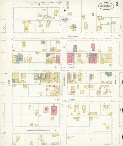 Sanborn Fire Insurance Map from Goldendale, Klickitat County, Washington (1901), Sheet #0003 - Complete Map Set gallery image, historic Sanborn map, vintage wall art, Washington Washington