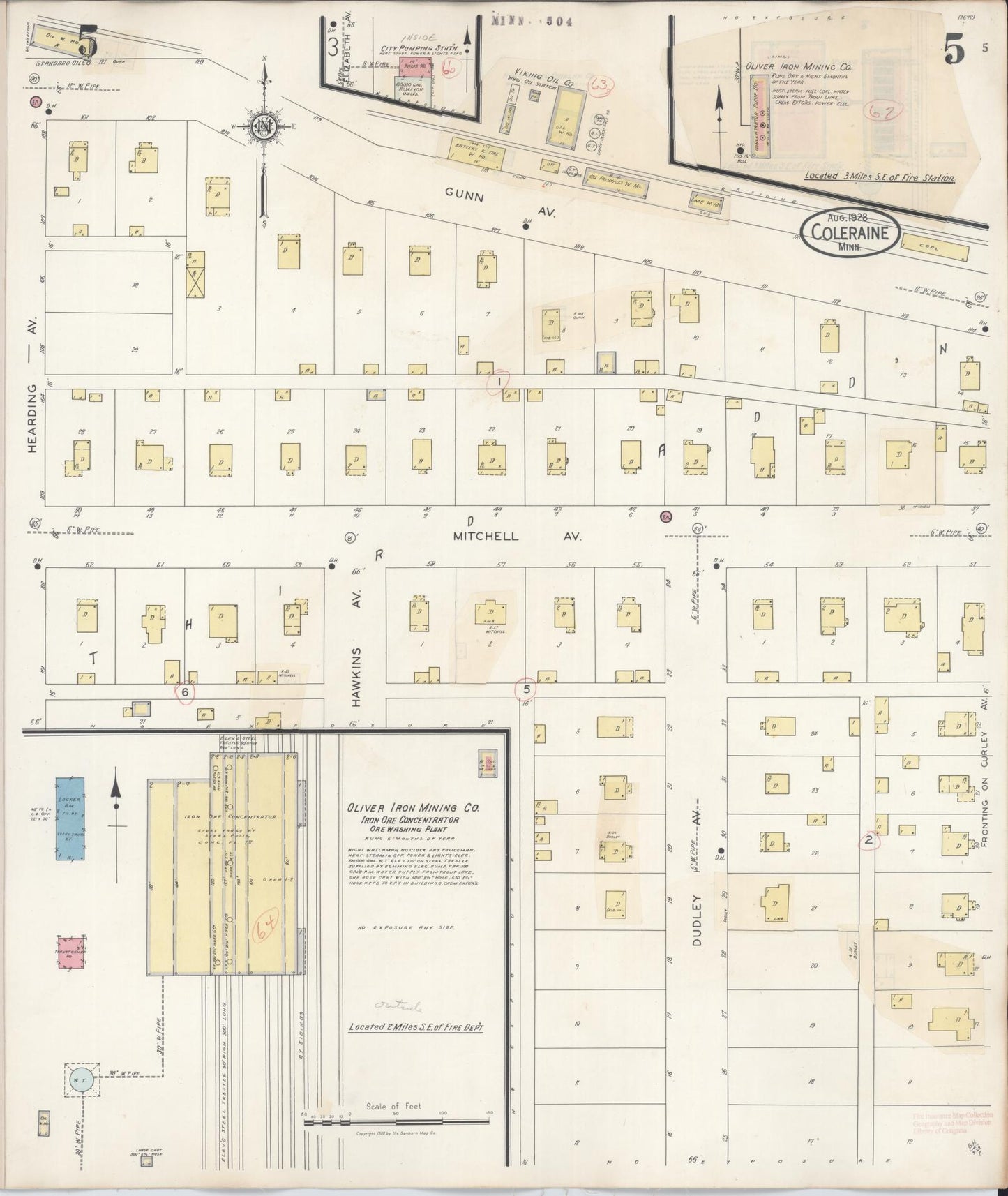 Sanborn Fire Insurance Map from Coleraine, Itasca County, Minnesota (1944), Sheet #0005 - Historic Sanborn Fire Insurance Map Print, vintage old map wall art, antique decor, genealogy gift, Minnesota Minnesota map