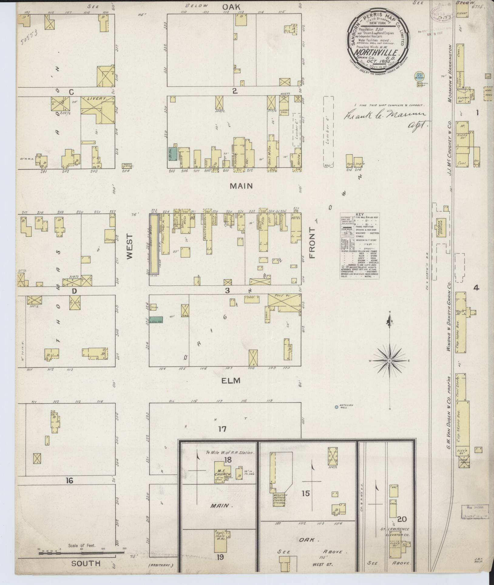 Sanborn Fire Insurance Map from Northville, Spink County, South Dakota (1893), Sheet #0001 - Historic Sanborn Fire Insurance Map Print, vintage old map wall art, antique decor, genealogy gift, South Dakota South Dakota map