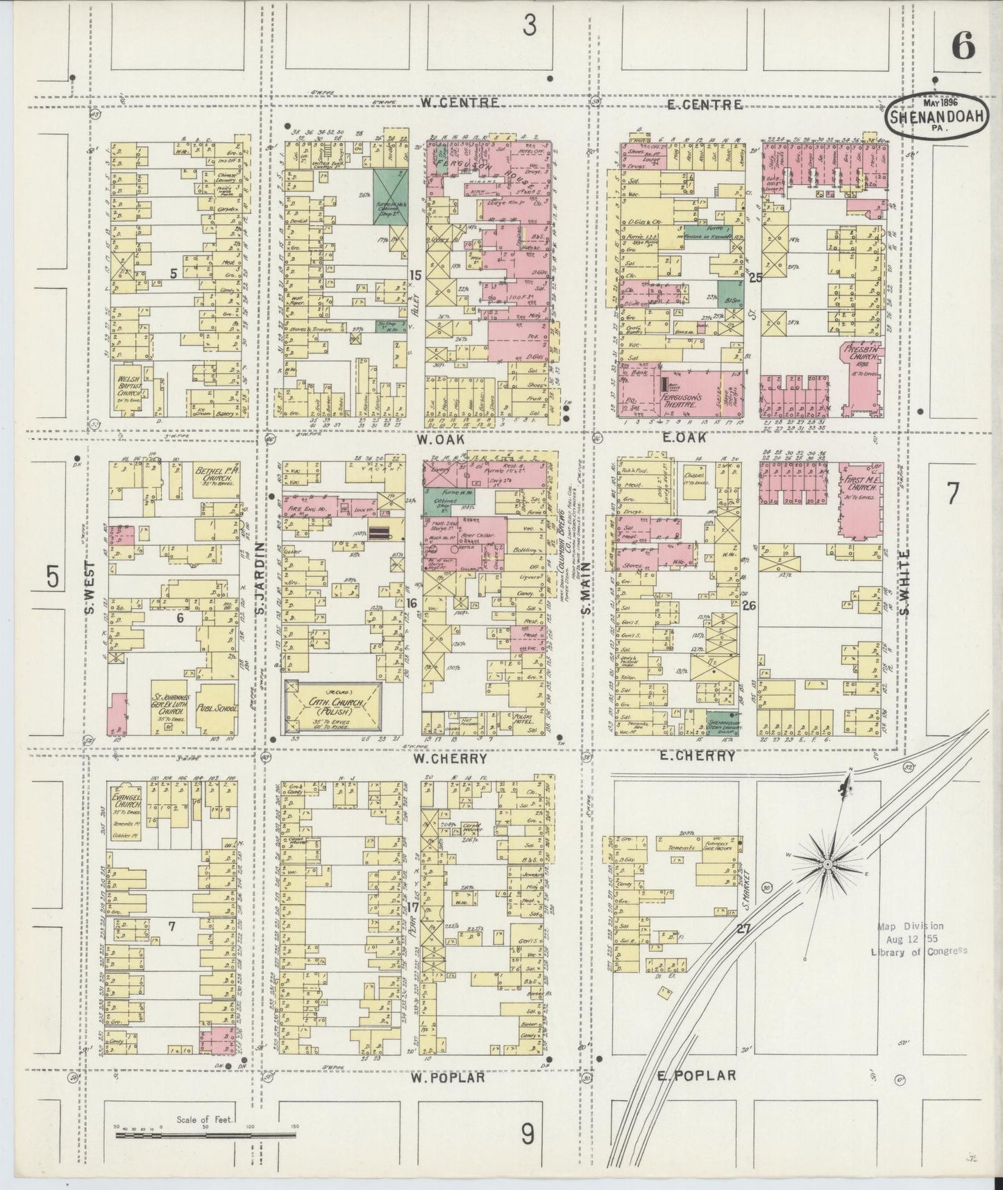 Sanborn Fire Insurance Map from Shenandoah, Schuylkill County, Pennsylvania (1896), Sheet #0006 - Complete Map Set gallery image, historic Sanborn map, vintage wall art, Pennsylvania Pennsylvania