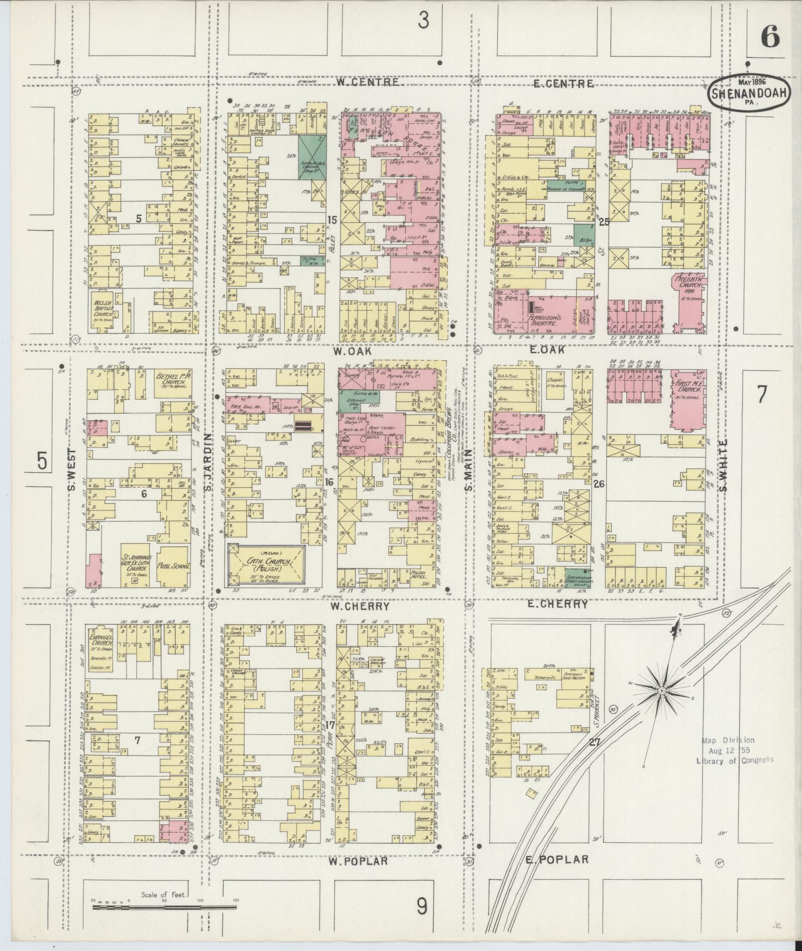Sanborn Fire Insurance Map from Shenandoah, Schuylkill County, Pennsylvania (1896), Sheet #0006 - Complete Map Set gallery image, historic Sanborn map, vintage wall art, Pennsylvania Pennsylvania