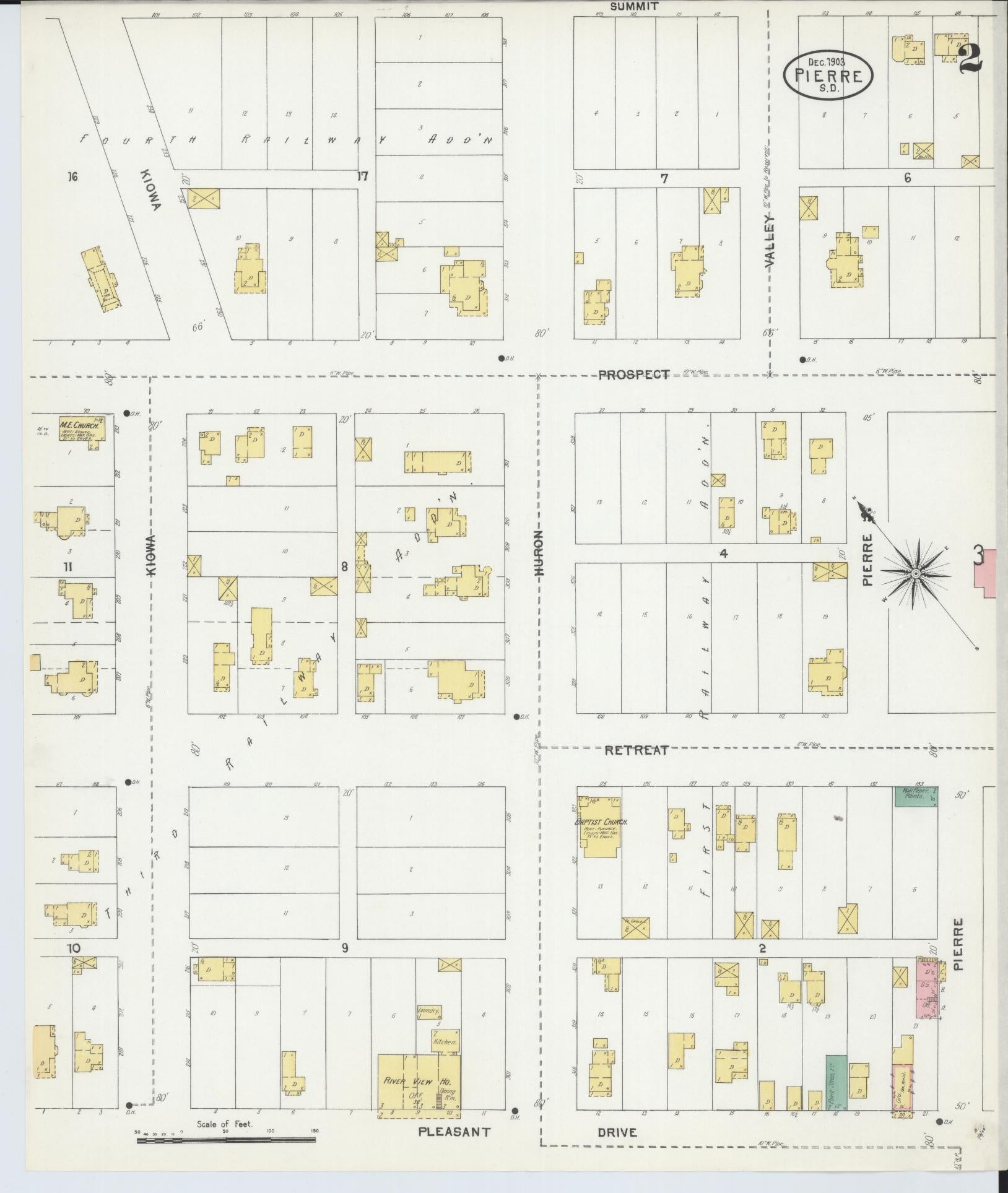 Sanborn Fire Insurance Map from Pierre, Hughes County, South Dakota (1903), Sheet #0002 - Complete Map Set gallery image, historic Sanborn map, vintage wall art, South Dakota South Dakota