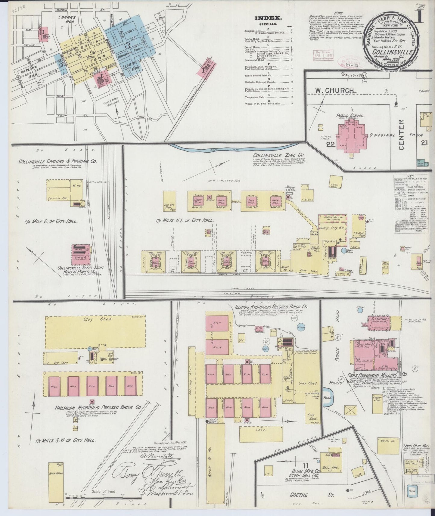 Sanborn Fire Insurance Map from Collinsville, Madison County, Illinois (1893), Sheet #0001 - Complete Map Set gallery image, historic Sanborn map, vintage wall art, Illinois Illinois