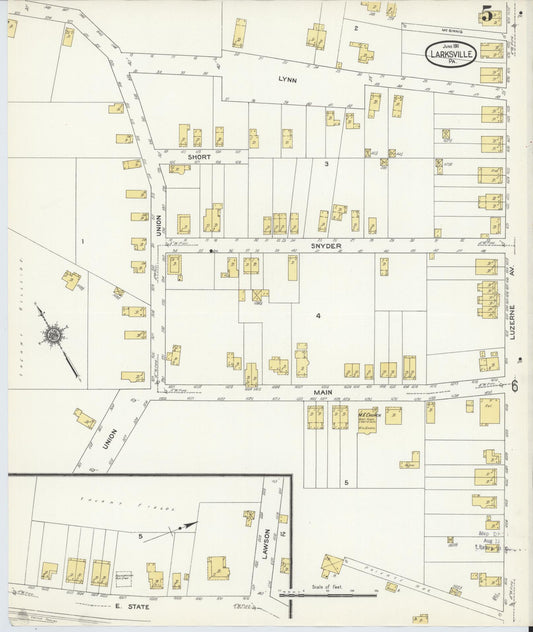 Sanborn Fire Insurance Map from Larksville, Luzerne County, Pennsylvania (1911), Sheet #0005 - Historic Sanborn Fire Insurance Map Print, vintage old map wall art, antique decor, genealogy gift, Pennsylvania Pennsylvania map