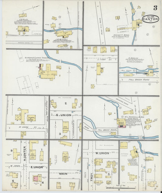 Sanborn Fire Insurance Map from Canton, Bradford County, Pennsylvania (1892), Sheet #0003 - Historic Sanborn Fire Insurance Map Print, vintage old map wall art, antique decor, genealogy gift, Pennsylvania Pennsylvania map