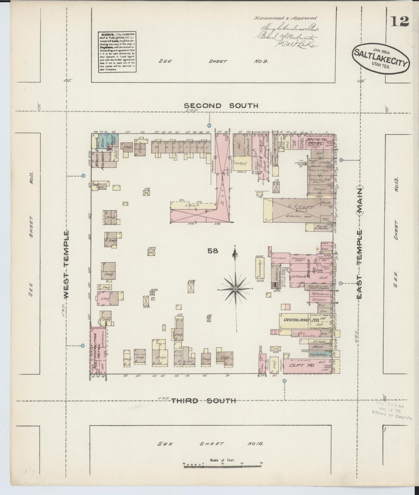 Sanborn Fire Insurance Map from Salt Lake City, Salt Lake County, Utah (1884), Sheet #0012 - Complete Map Set gallery image, historic Sanborn map, vintage wall art, Utah Utah