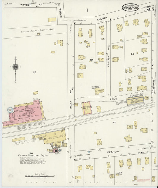 Sanborn Fire Insurance Map from Middleport, Niagara County, New York (1920), Sheet #0005 - Historic Sanborn Fire Insurance Map Print, vintage old map wall art, antique decor, genealogy gift, New York New York map