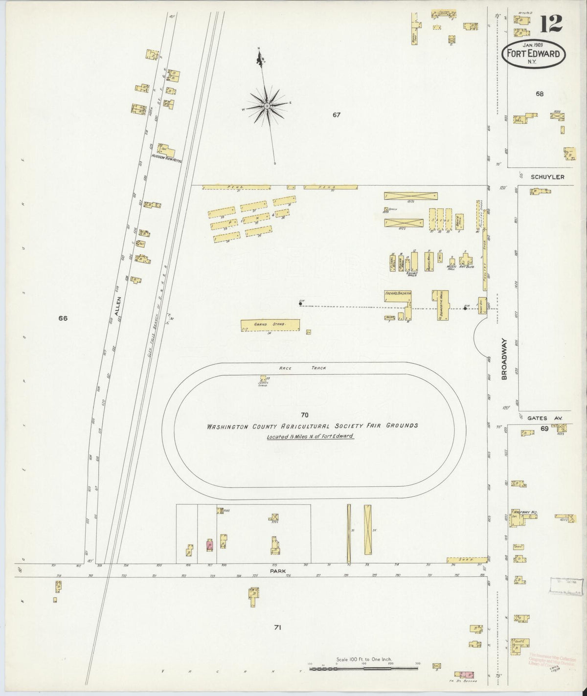 Sanborn Fire Insurance Map from Fort Edward, Washington County, New York (1909), Sheet #0012 - Complete Map Set gallery image, historic Sanborn map, vintage wall art, New York New York