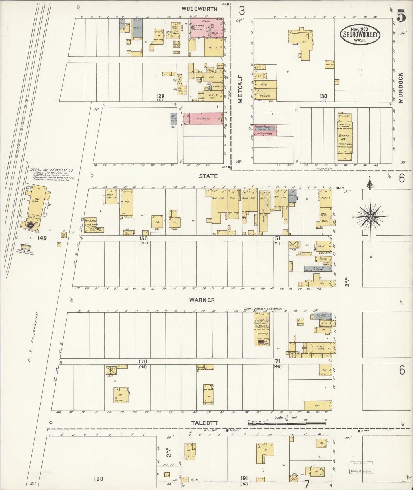 Sanborn Fire Insurance Map from Sedro Woolley, Skagit County, Washington (1907), Sheet #0005 - Complete Map Set gallery image, historic Sanborn map, vintage wall art, Washington Washington