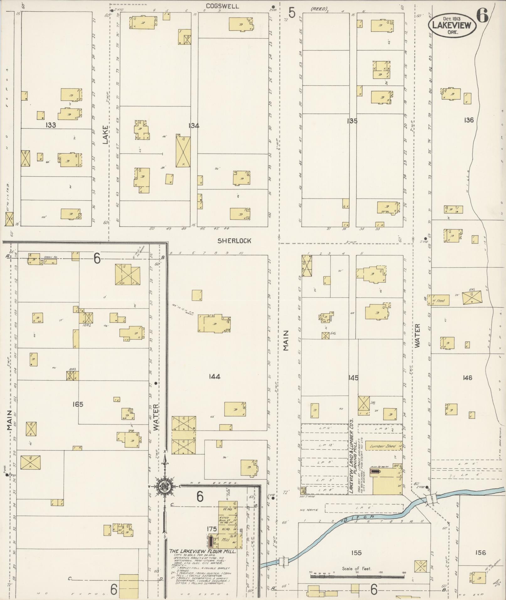 Sanborn Fire Insurance Map from Lakeview, Lake County, Oregon (1913), Sheet #0006 - Complete Map Set gallery image, historic Sanborn map, vintage wall art, Oregon Oregon