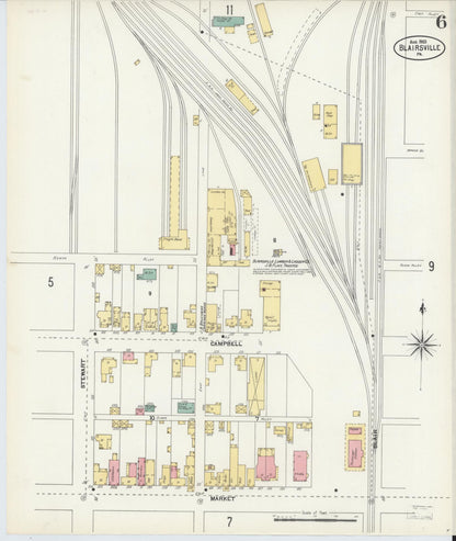 Sanborn Fire Insurance Map from Blairsville, Indiana County, Pennsylvania (1903), Sheet #0006 - Historic Sanborn Fire Insurance Map Print, vintage old map wall art, antique decor, genealogy gift, Blairsville Indiana map