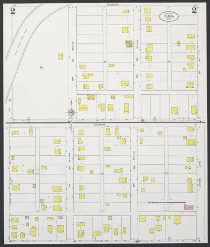 Sanborn Fire Insurance Map from Yuma, Yuma County, Arizona (1927), Sheet #0002 - Complete Map Set gallery image, historic Sanborn map, vintage wall art, Arizona Arizona