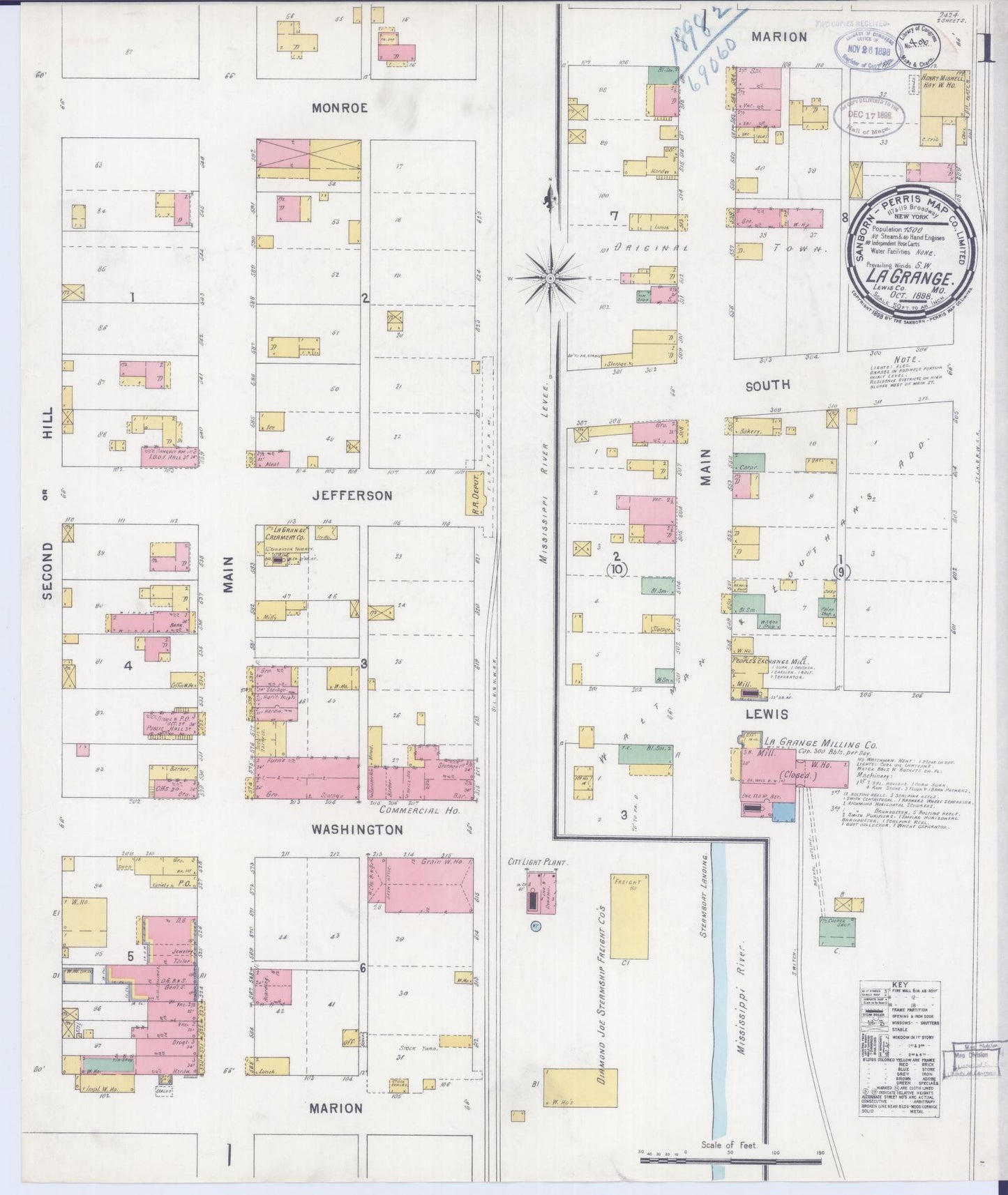 Sanborn Fire Insurance Map from La Grange, Lewis County, Missouri (1898), Sheet #0001 - Historic Sanborn Fire Insurance Map Print, vintage old map wall art, antique decor, genealogy gift, Missouri Missouri map