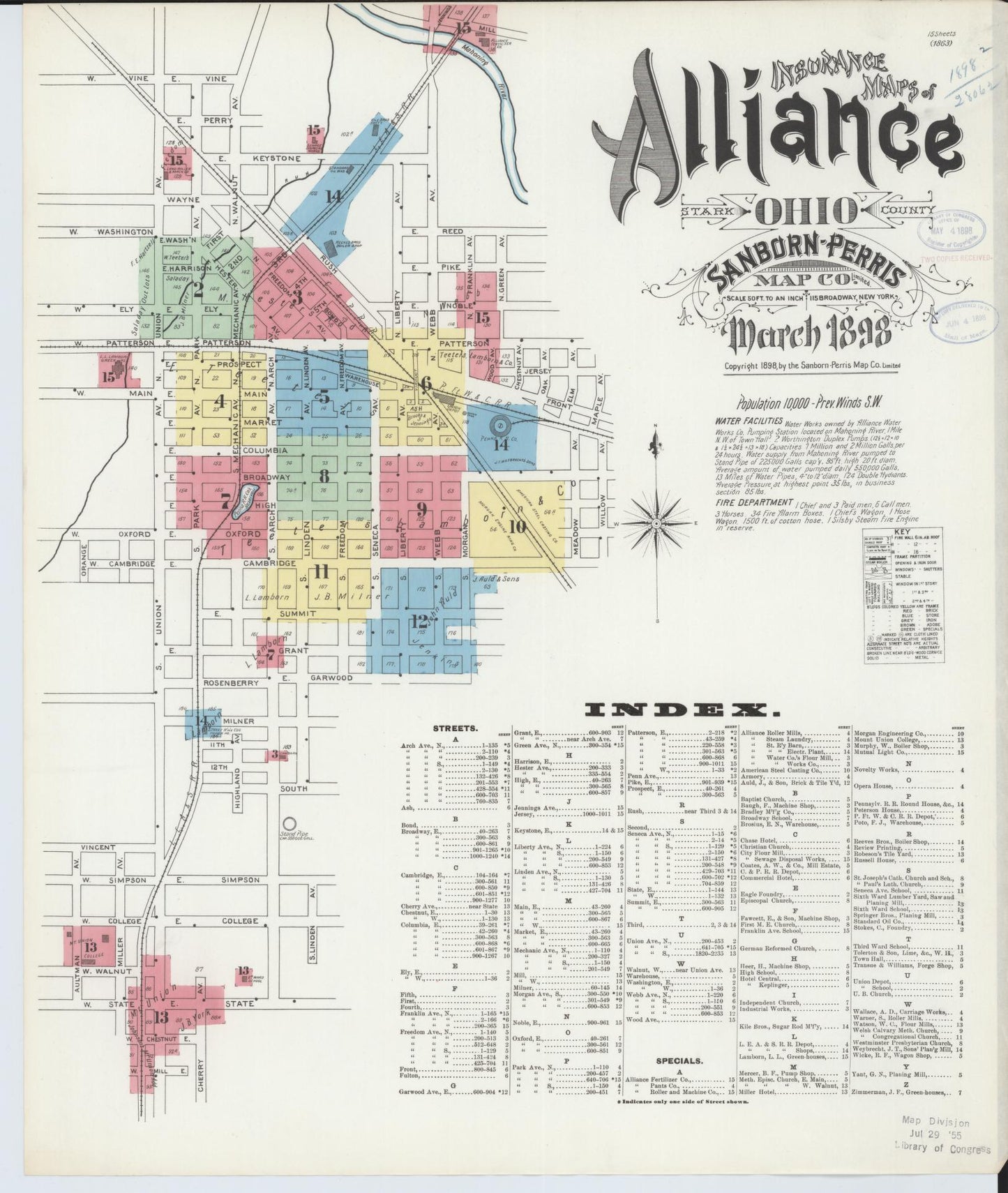 Sanborn Fire Insurance Map from Alliance, Stark County, Ohio (1898), Sheet #0001 - Complete Map Set gallery image, historic Sanborn map, vintage wall art, Ohio Ohio