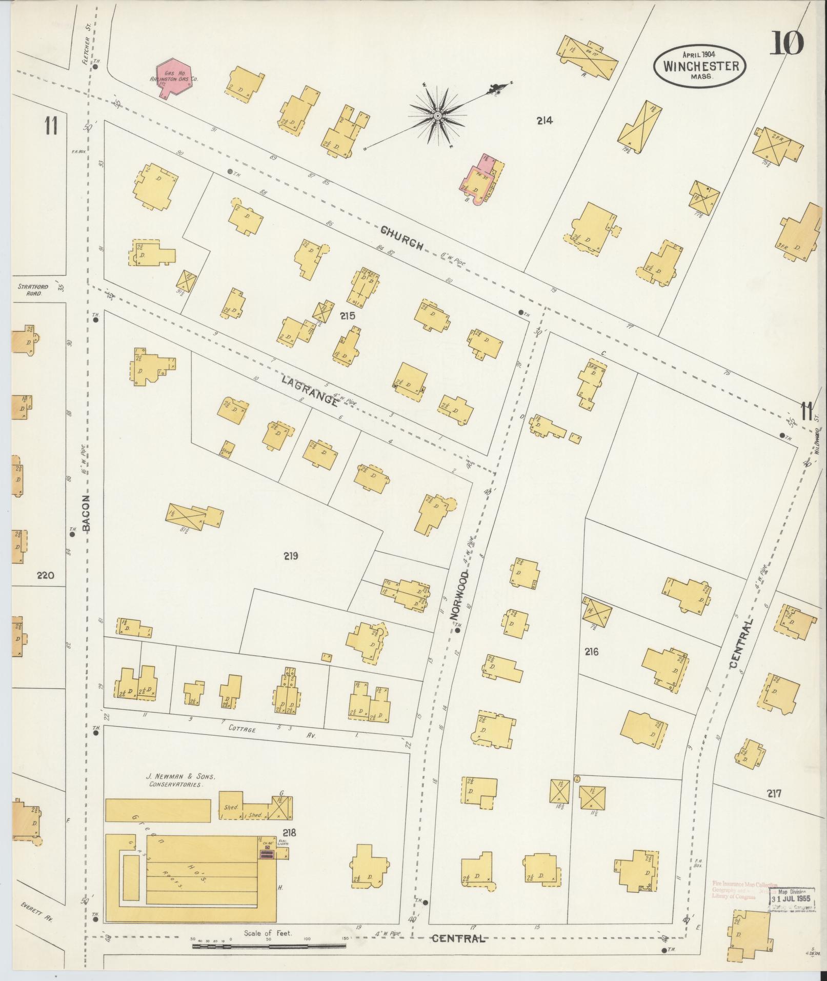 Sanborn Fire Insurance Map from Winchester, Middlesex County, Massachusetts (1904), Sheet #0010 - Historic Sanborn Fire Insurance Map Print, vintage old map wall art, antique decor, genealogy gift, Massachusetts Massachusetts map