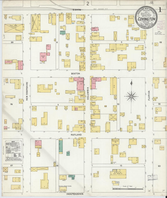 Sanborn Fire Insurance Map from Covington, Saint Tammany Parish, Louisiana (1904), Sheet #0001 - Complete Map Set gallery image, historic Sanborn map, vintage wall art, Louisiana Louisiana