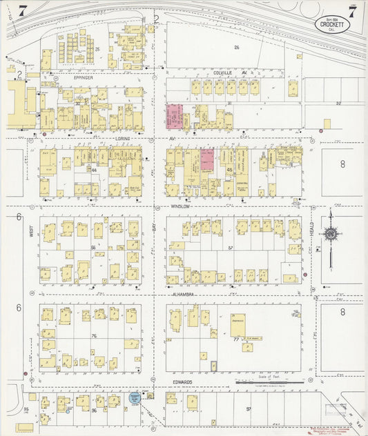 Sanborn Fire Insurance Map from Crockett, Contra Costa County, California (1924), Sheet #0007 - Historic Sanborn Fire Insurance Map Print, vintage old map wall art, antique decor, genealogy gift, California California map