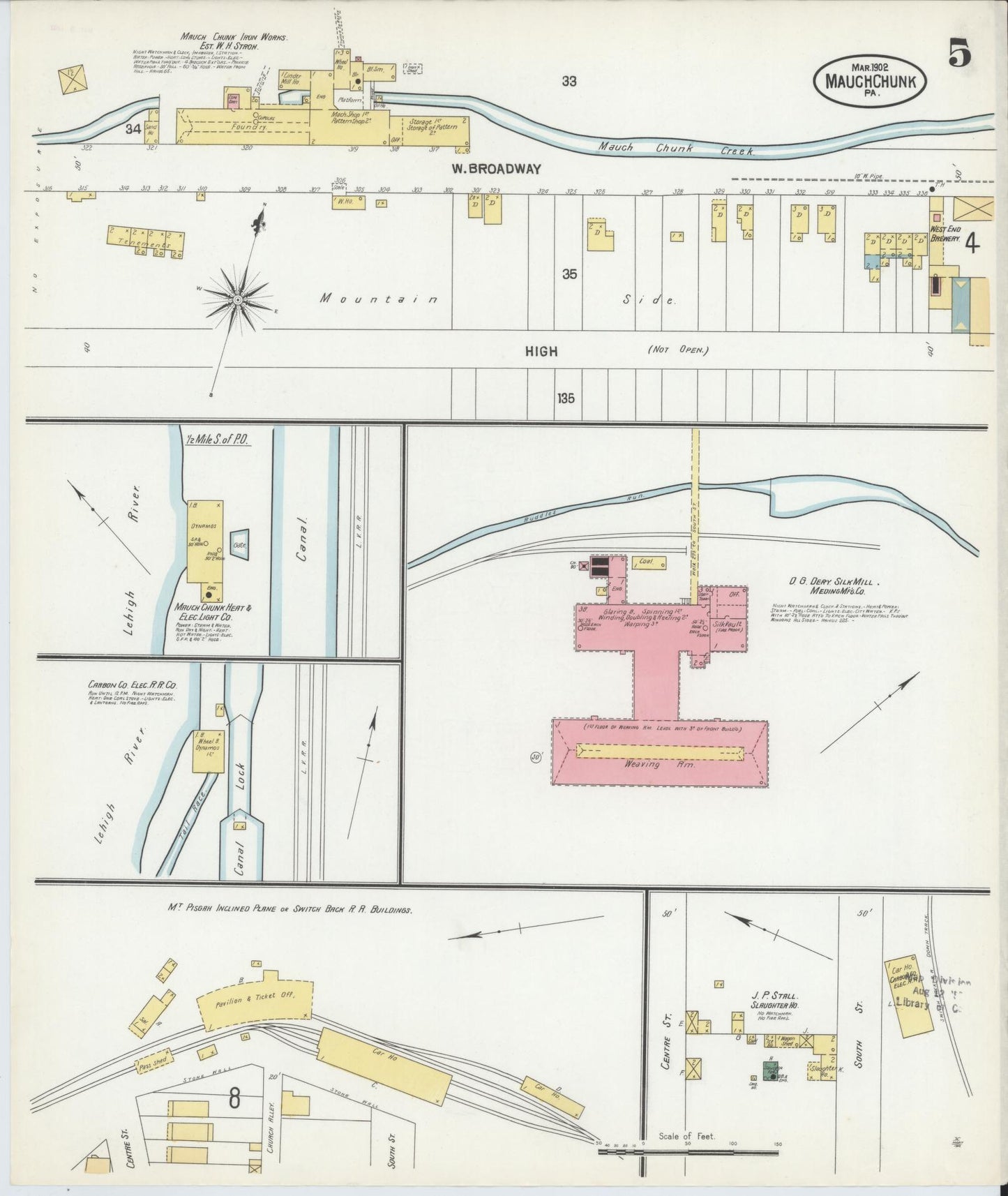 Sanborn Fire Insurance Map from Mauch Chunk, Carbon County, Pennsylvania (1902), Sheet #0005 - Complete Map Set gallery image, historic Sanborn map, vintage wall art, Pennsylvania Pennsylvania