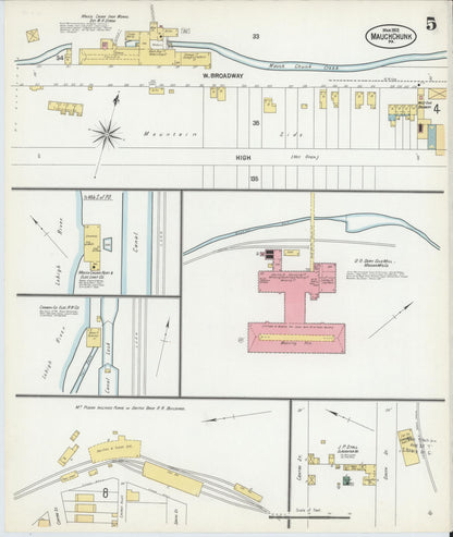 Sanborn Fire Insurance Map from Mauch Chunk, Carbon County, Pennsylvania (1902), Sheet #0005 - Complete Map Set gallery image, historic Sanborn map, vintage wall art, Pennsylvania Pennsylvania