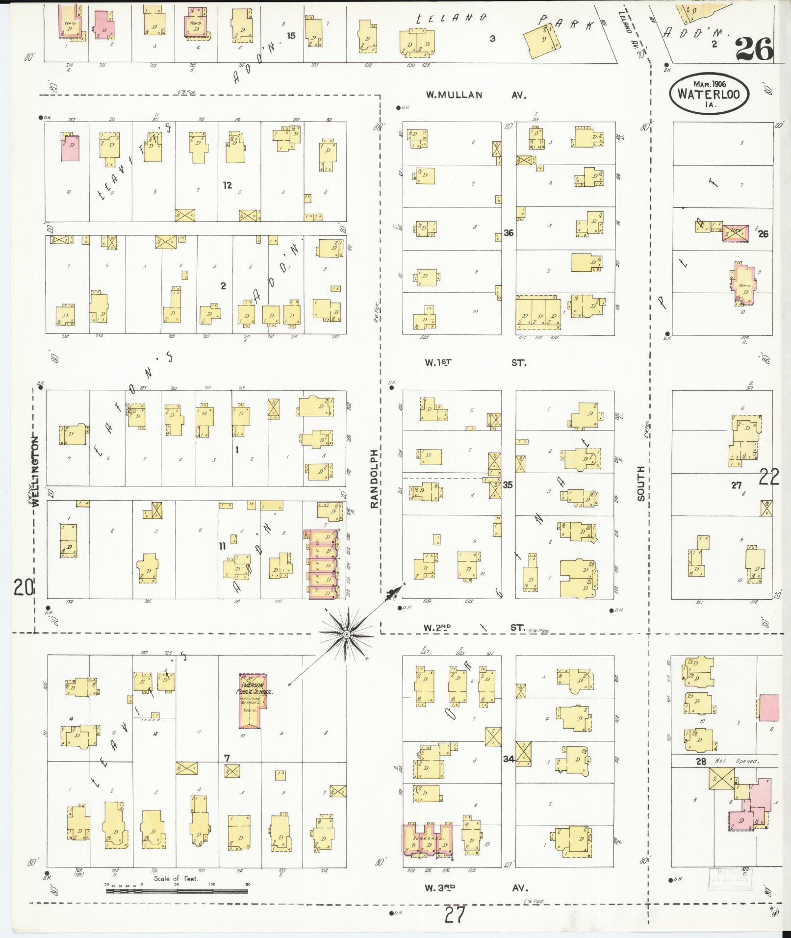 Sanborn Fire Insurance Map from Waterloo, Black Hawk County, Iowa (1906), Sheet #0026 - Historic Sanborn Fire Insurance Map Print