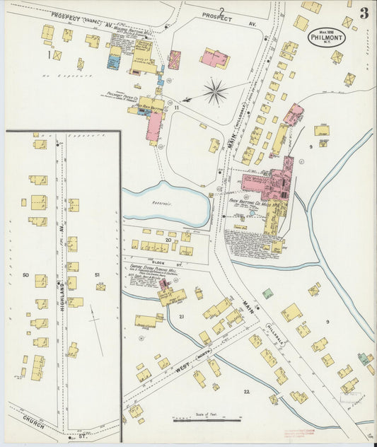 Sanborn Fire Insurance Map from Philmont, Columbia County, New York (1898), Sheet #0003 - Historic Sanborn Fire Insurance Map Print, vintage old map wall art, antique decor, genealogy gift, New York New York map