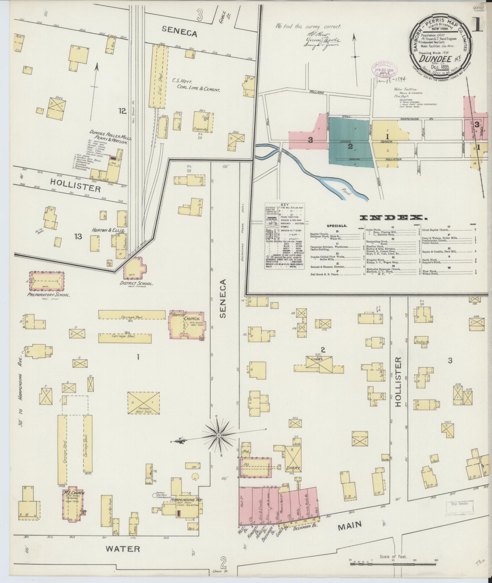 Sanborn Fire Insurance Map from Dundee, Yates County, New York. (1893) – Historic Sanborn Fire Insurance Map Print