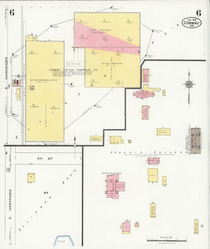 Sanborn Fire Insurance Map from Conway, Faulkner County, Arkansas (1926), Sheet #0006 - Complete Map Set gallery image, historic Sanborn map, vintage wall art, Arkansas Arkansas