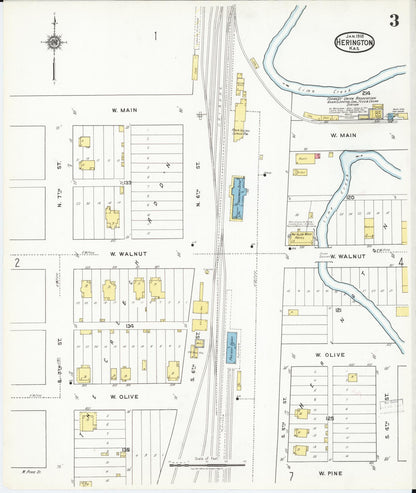 Sanborn Fire Insurance Map from Herington, Dickinson County, Kansas (1918), Sheet #0003 - Complete Map Set gallery image, historic Sanborn map, vintage wall art, Kansas Kansas
