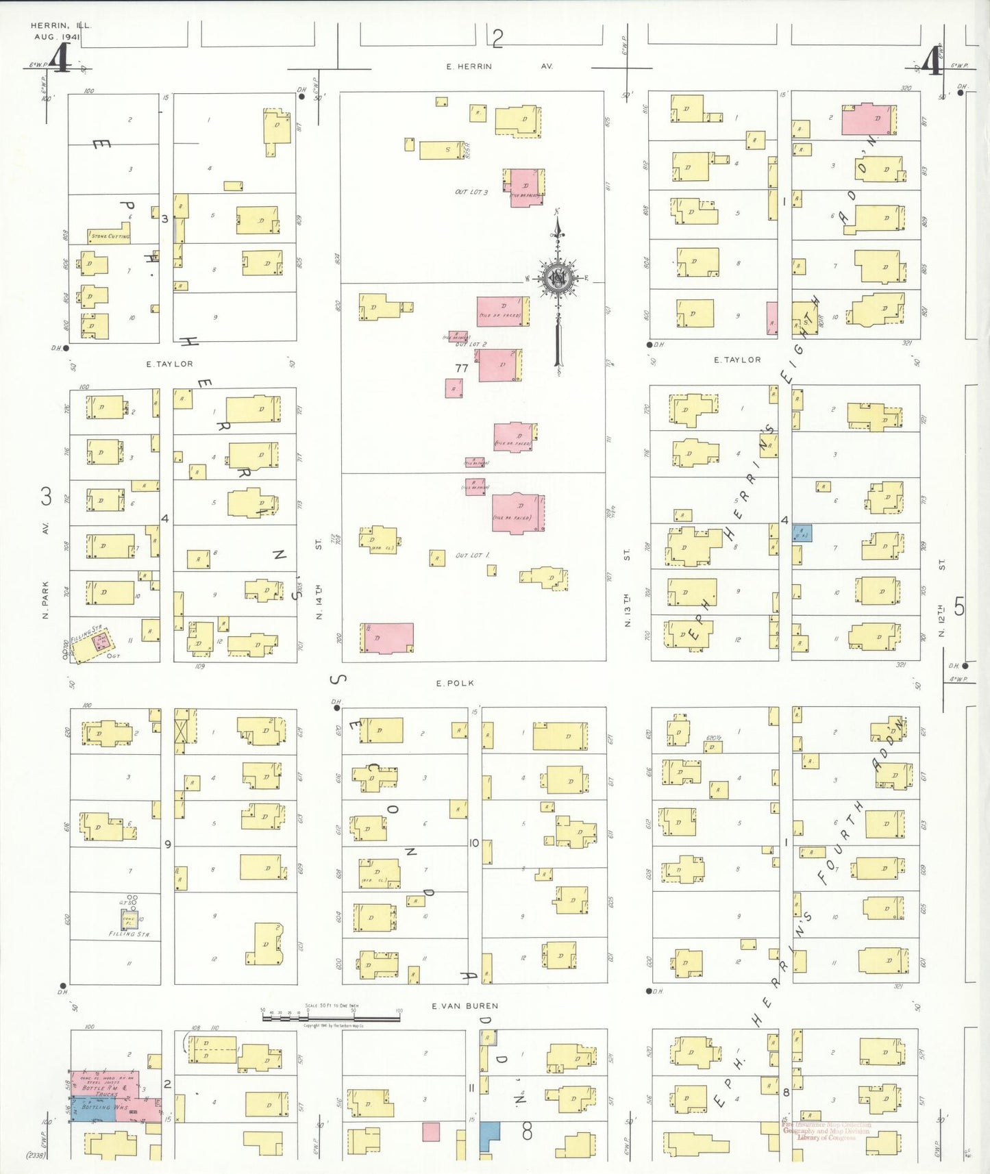 Sanborn Fire Insurance Map from Herrin, Williamson County, Illinois (1941), Sheet #0004 - Complete Map Set gallery image, historic Sanborn map, vintage wall art, Illinois Illinois