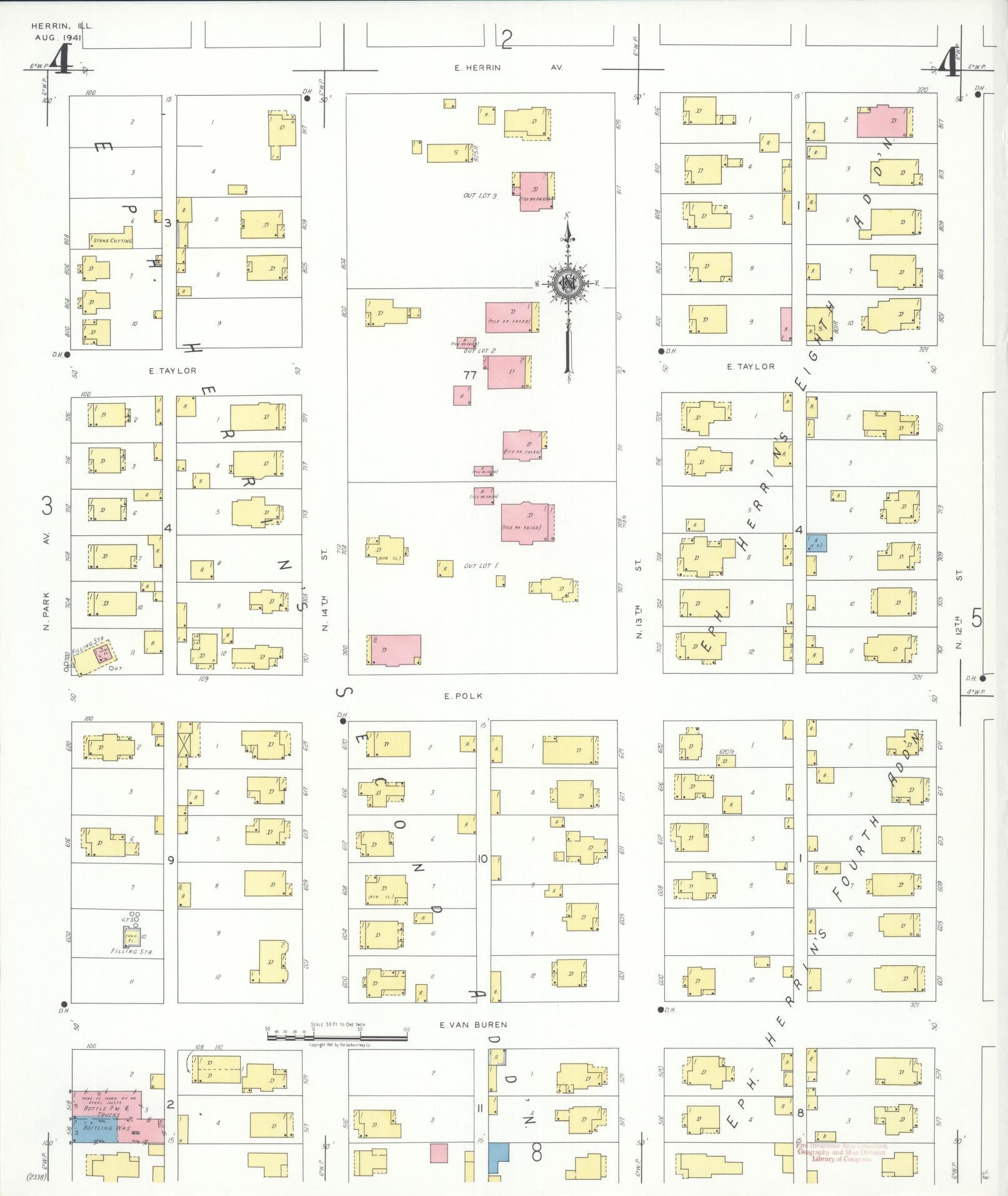 Sanborn Fire Insurance Map from Herrin, Williamson County, Illinois (1941), Sheet #0004 - Complete Map Set gallery image, historic Sanborn map, vintage wall art, Illinois Illinois