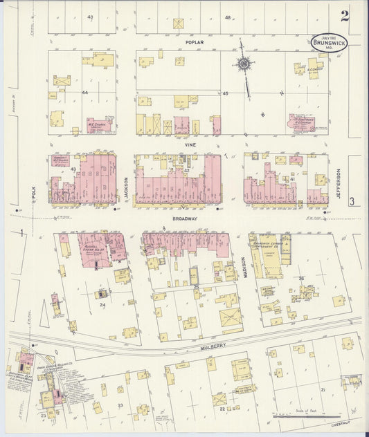 Sanborn Fire Insurance Map from Brunswick, Chariton County, Missouri (1911), Sheet #0002 - Historic Sanborn Fire Insurance Map Print, vintage old map wall art, antique decor, genealogy gift, Missouri Missouri map
