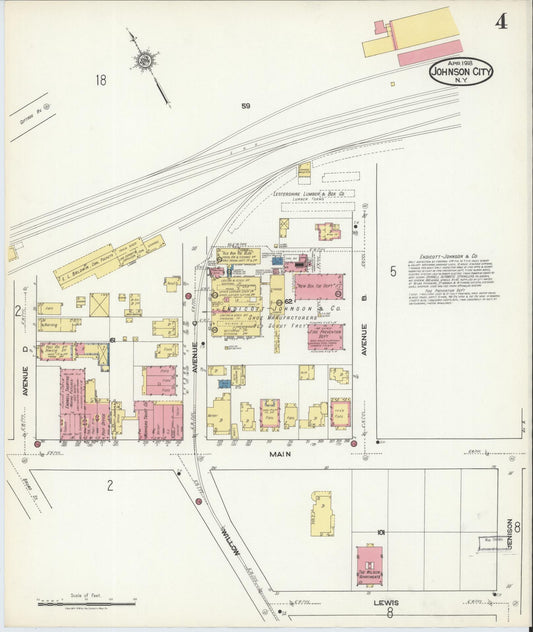 Sanborn Fire Insurance Map from Johnson City, Broome County, New York (1918), Sheet #0004 - Historic Sanborn Fire Insurance Map Print, vintage old map wall art, antique decor, genealogy gift, New York New York map