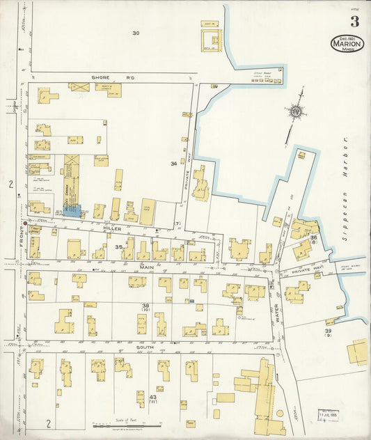 Sanborn Fire Insurance Map from Marion, Plymouth County, Massachusetts (1921), Sheet #0003 - Historic Sanborn Fire Insurance Map Print, vintage old map wall art, antique decor, genealogy gift, Massachusetts Massachusetts map