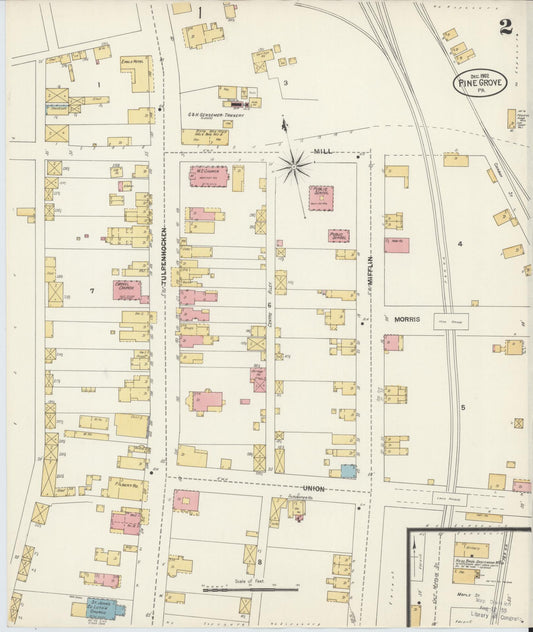 Sanborn Fire Insurance Map from Pine Grove, Schuylkill County, Pennsylvania (1902), Sheet #0002 - Historic Sanborn Fire Insurance Map Print, vintage old map wall art, antique decor, genealogy gift, Pennsylvania Pennsylvania map