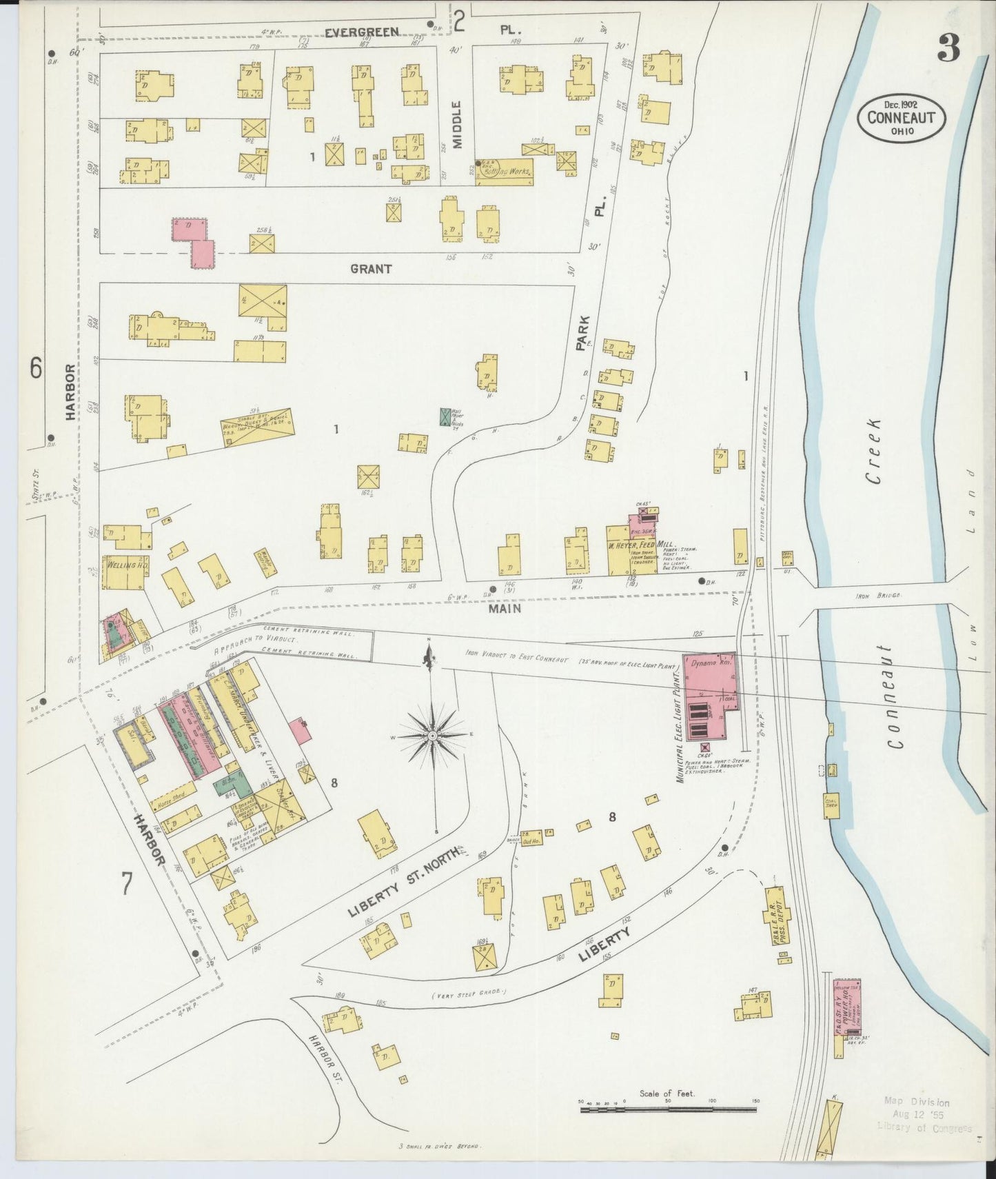 Sanborn Fire Insurance Map from Conneaut, Ashtabula County, Ohio (1902), Sheet #0003 - Historic Sanborn Fire Insurance Map Print, vintage old map wall art, antique decor, genealogy gift, Ohio Ohio map