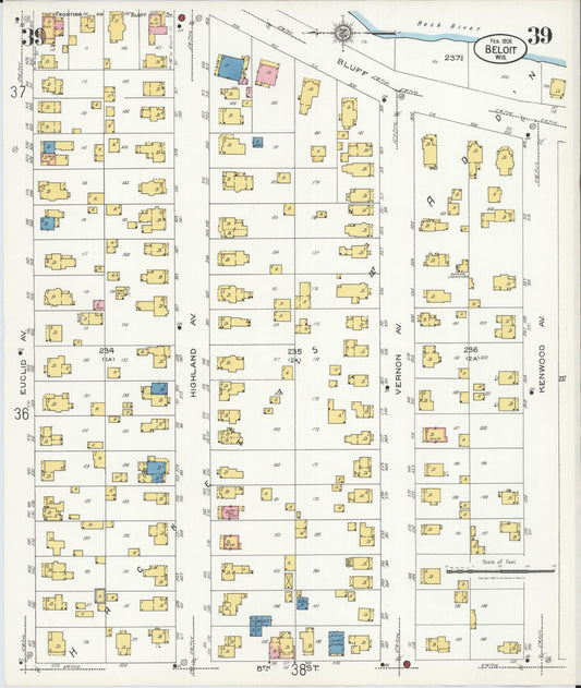 Sanborn Fire Insurance Map from Beloit, Rock County, Wisconsin (1926), Sheet #0039 - Historic Sanborn Fire Insurance Map Print, vintage old map wall art, antique decor, genealogy gift, Wisconsin Wisconsin map