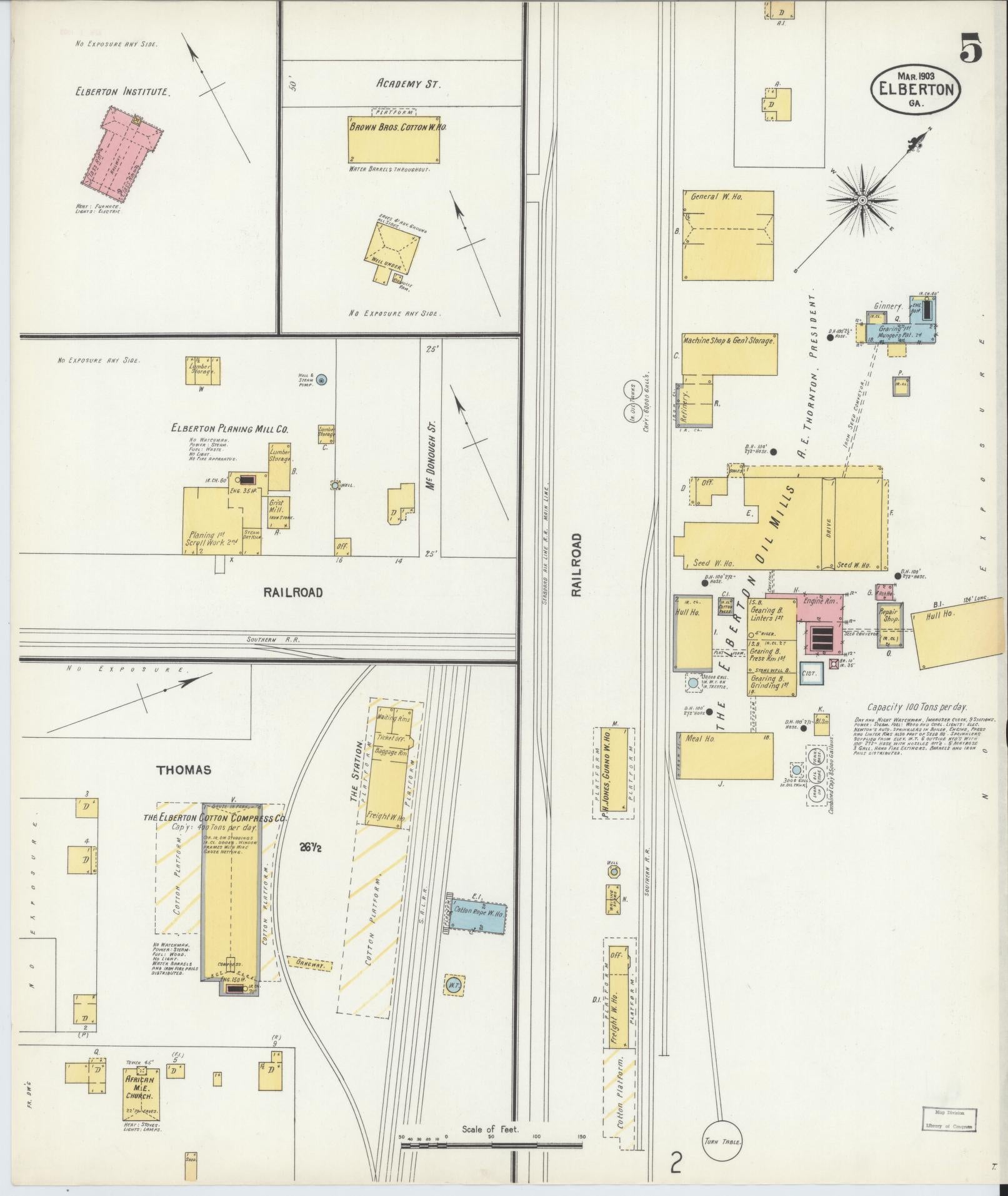 Sanborn Fire Insurance Map from Elberton, Elbert County, Georgia (1903), Sheet #0005 - Complete Map Set gallery image, historic Sanborn map, vintage wall art, Georgia Georgia