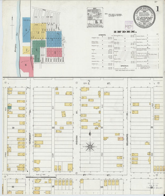 Sanborn Fire Insurance Map from Glassport, Allegheny County, Pennsylvania (1904), Sheet #0001 - Historic Sanborn Fire Insurance Map Print, vintage old map wall art, antique decor, genealogy gift, Pennsylvania Pennsylvania map