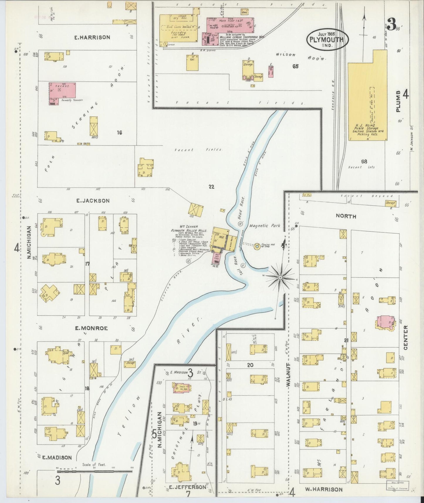 Sanborn Fire Insurance Map from Plymouth, Marhshall County, Indiana (1905), Sheet #0003 - Complete Map Set gallery image, historic Sanborn map, vintage wall art, Indiana Indiana