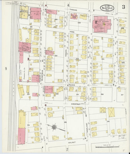 Sanborn Fire Insurance Map from Bluefield, Mercer County, West Virginia (1910), Sheet #0003 - Complete Map Set gallery image, historic Sanborn map, vintage wall art, West Virginia West Virginia